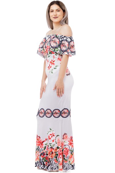 Rochie clepsidra mulata cu flori